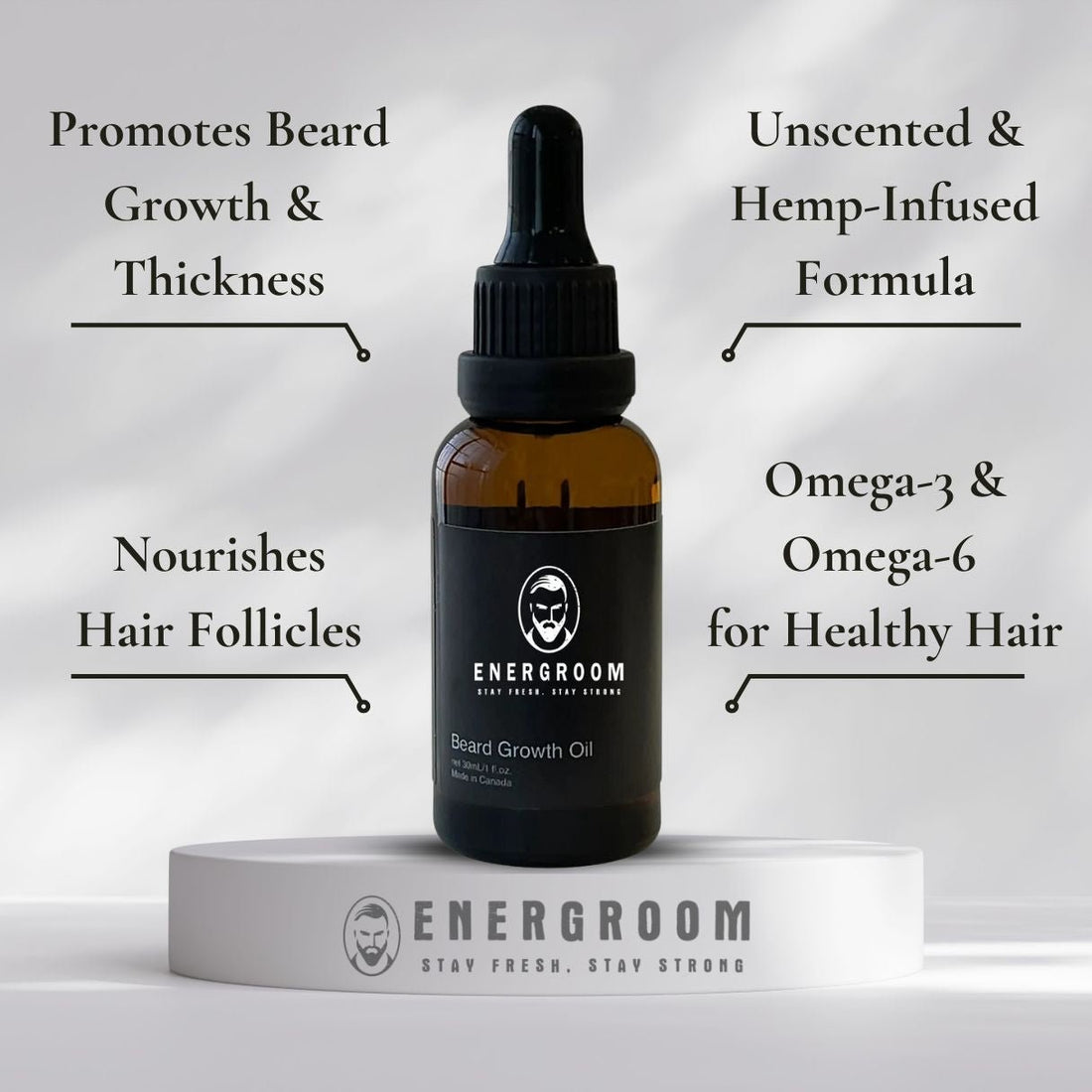 Hemp Infused Beard Growth Oil - Unscented - EnerGroom